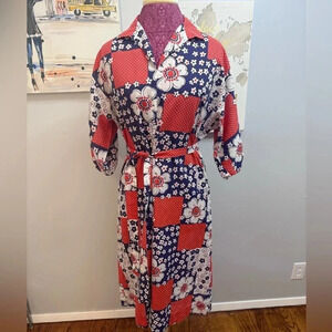Floral Patchwork Dress - Red and Blue